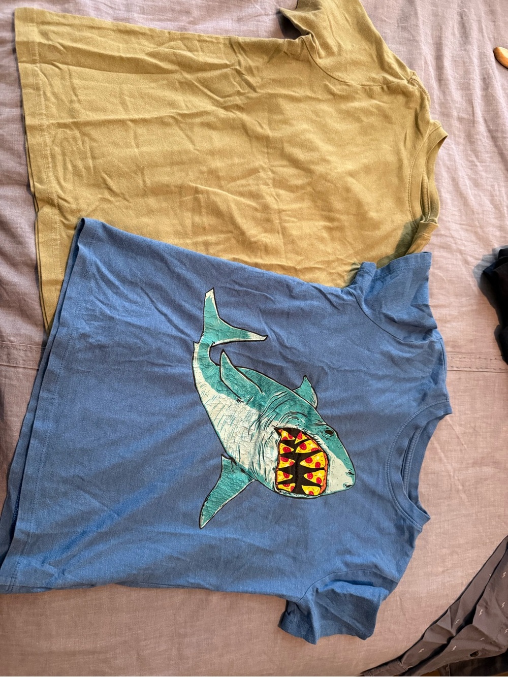 Cat & Jack Blue Shark Tee with Yellow Pizza Detail